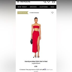 Superdown Vibrant Red Karolyna Maxi Skirt Set - Bandeau Top and Skirt Set